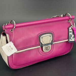 Coach WILLIS Leather Colorblock City Convertible Handbag Crossbody Berry/Slate